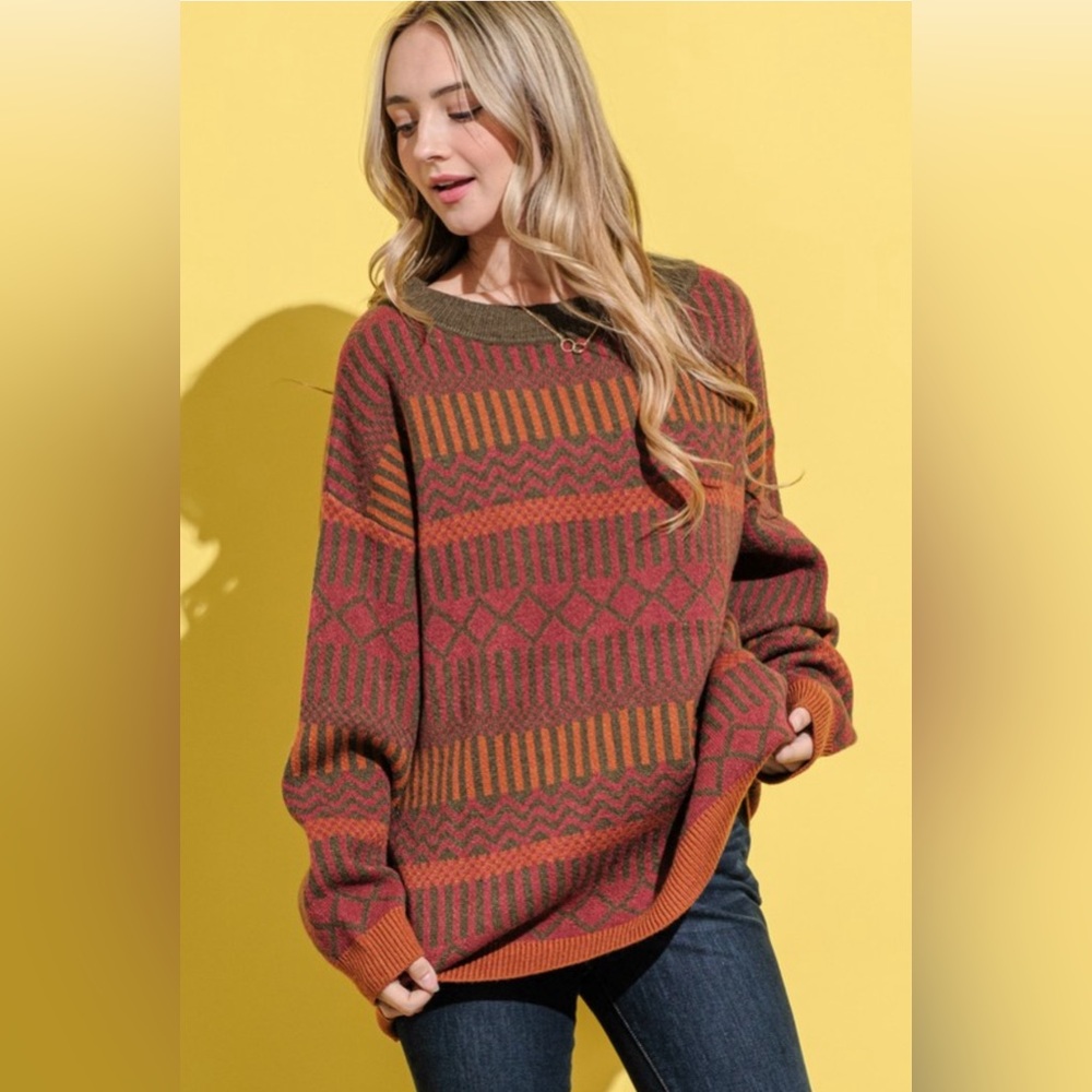 F26.  AZTEC MULTI COLOR SWEATER